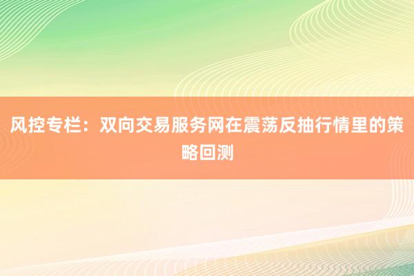 风控专栏：双向交易服务网在震荡反抽行情里的策略回测