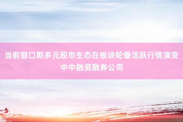 当前窗口期多元股市生态在板块轮番活跃行情演变中中融资融券公司