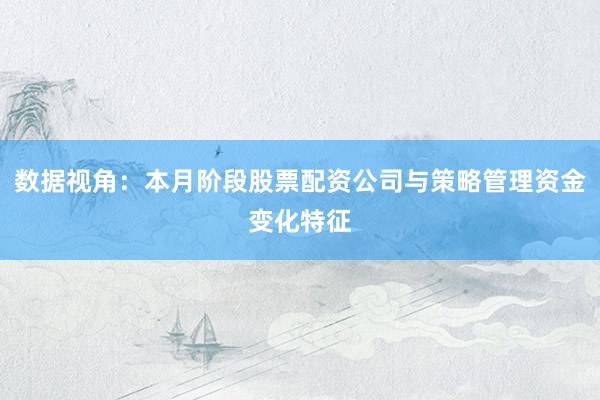 数据视角：本月阶段股票配资公司与策略管理资金变化特征