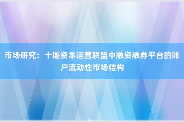 市场研究：十堰资本运营联盟中融资融券平台的账户流动性市场结构