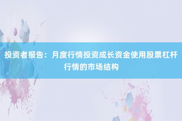 投资者报告：月度行情投资成长资金使用股票杠杆行情的市场结构
