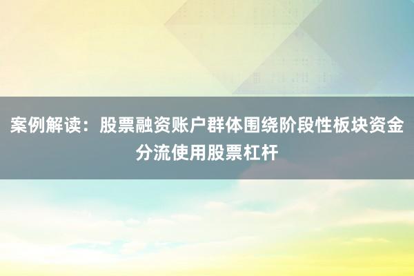 案例解读：股票融资账户群体围绕阶段性板块资金分流使用股票杠杆