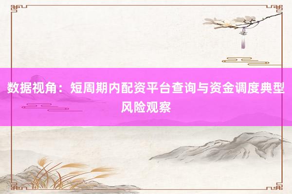 数据视角：短周期内配资平台查询与资金调度典型风险观察