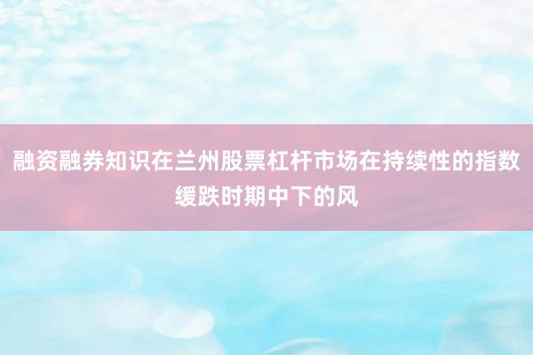 融资融券知识在兰州股票杠杆市场在持续性的指数缓跌时期中下的风