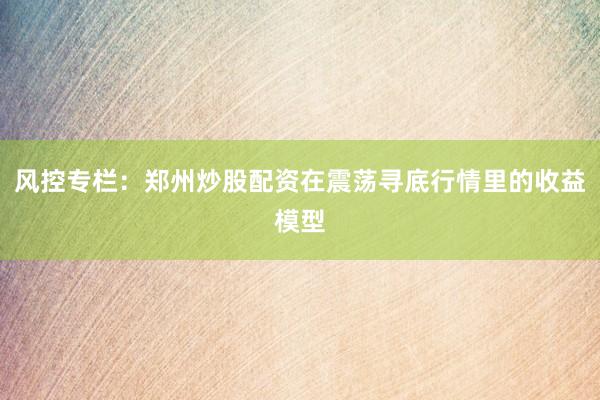 风控专栏：郑州炒股配资在震荡寻底行情里的收益模型