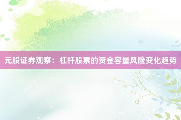 元股证券观察：杠杆股票的资金容量风险变化趋势