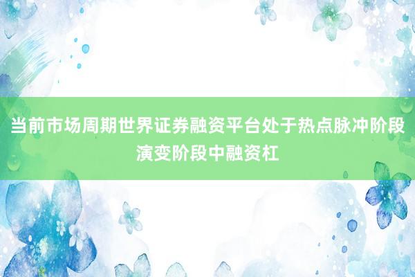 当前市场周期世界证券融资平台处于热点脉冲阶段演变阶段中融资杠