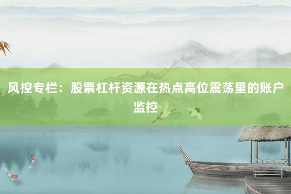 风控专栏：股票杠杆资源在热点高位震荡里的账户监控