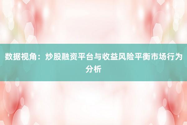 数据视角：炒股融资平台与收益风险平衡市场行为分析