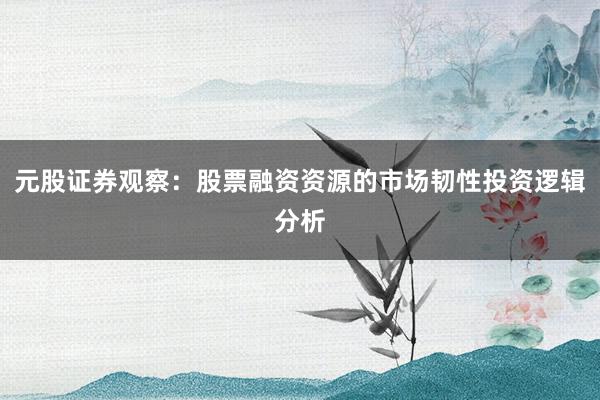 元股证券观察：股票融资资源的市场韧性投资逻辑分析