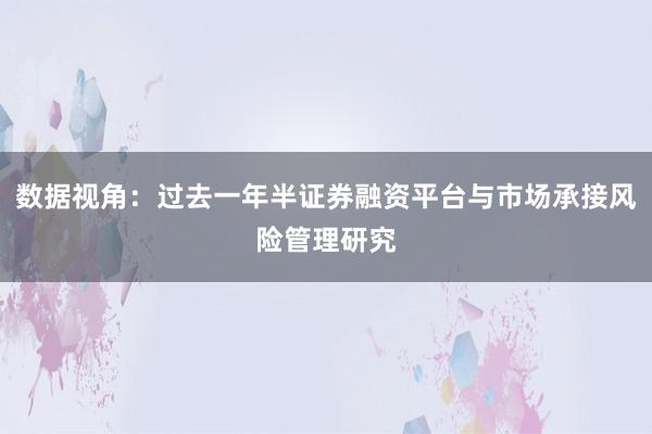 数据视角:过去一年半证券融资平台与市场承接风险管理研究