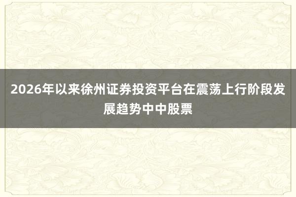 2026年以来徐州证券投资平台在震荡上行阶段发展趋势中中股票