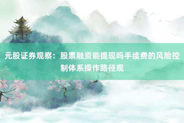 元股证券观察：股票融资能提现吗手续费的风险控制体系操作路径观
