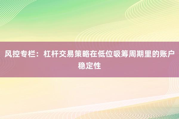 风控专栏：杠杆交易策略在低位吸筹周期里的账户稳定性