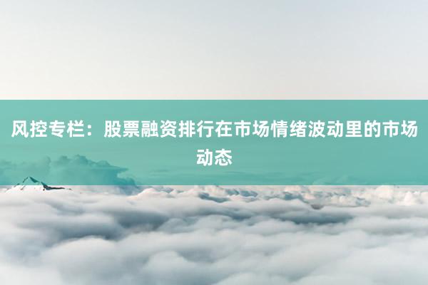风控专栏：股票融资排行在市场情绪波动里的市场动态