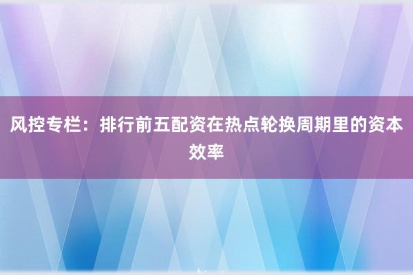 风控专栏:排行前五配资在热点轮换周期里的资本效率