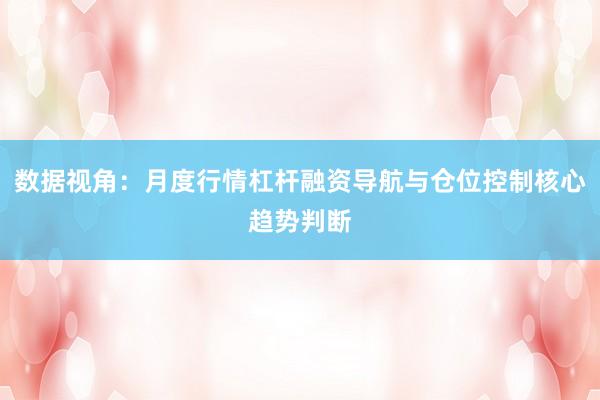 数据视角:月度行情杠杆融资导航与仓位控制核心趋势判断