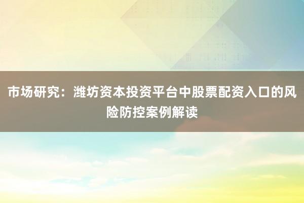 市场研究：潍坊资本投资平台中股票配资入口的风险防控案例解读