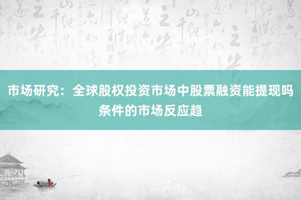 市场研究：全球股权投资市场中股票融资能提现吗条件的市场反应趋