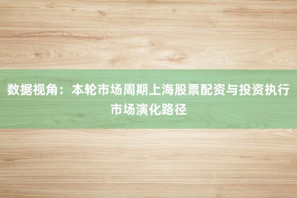 数据视角：本轮市场周期上海股票配资与投资执行市场演化路径