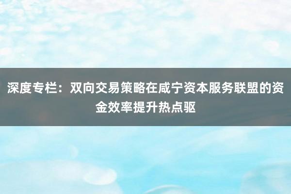 深度专栏：双向交易策略在咸宁资本服务联盟的资金效率提升热点驱