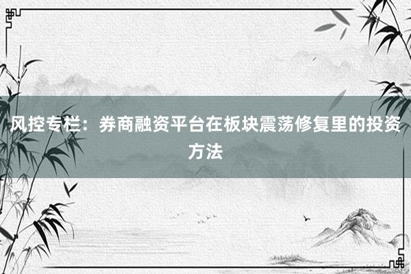 风控专栏：券商融资平台在板块震荡修复里的投资方法