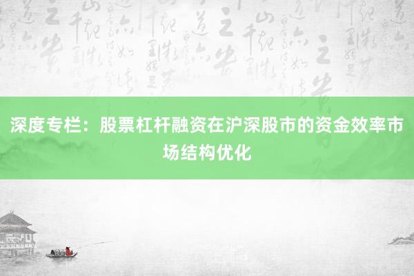 深度专栏：股票杠杆融资在沪深股市的资金效率市场结构优化