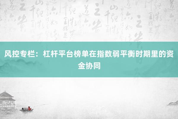 风控专栏:杠杆平台榜单在指数弱平衡时期里的资金协同