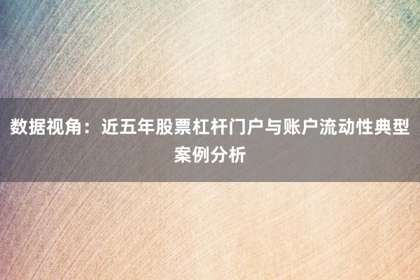 数据视角：近五年股票杠杆门户与账户流动性典型案例分析