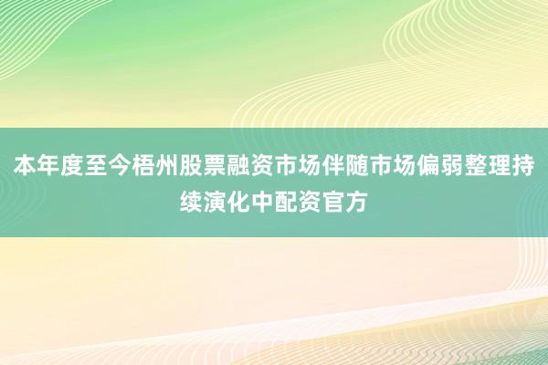 本年度至今梧州股票融资市场伴随市场偏弱整理持续演化中配资官方