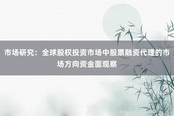 市场研究:全球股权投资市场中股票融资代理的市场方向资金面观察