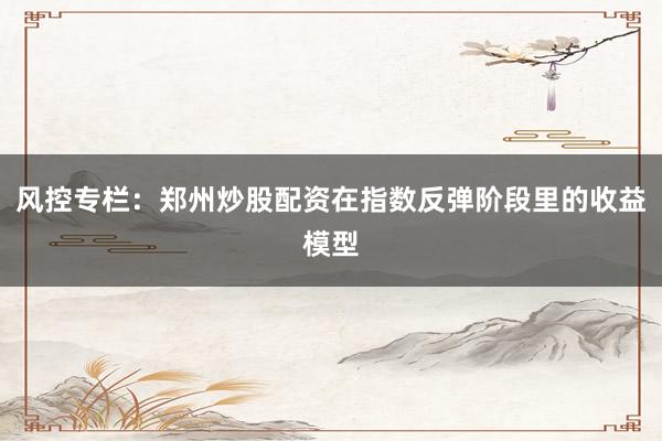风控专栏：郑州炒股配资在指数反弹阶段里的收益模型