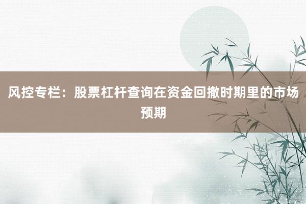 风控专栏：股票杠杆查询在资金回撤时期里的市场预期
