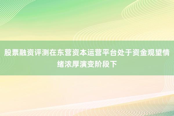 股票融资评测在东营资本运营平台处于资金观望情绪浓厚演变阶段下