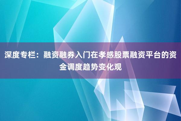 深度专栏:融资融券入门在孝感股票融资平台的资金调度趋势变化观