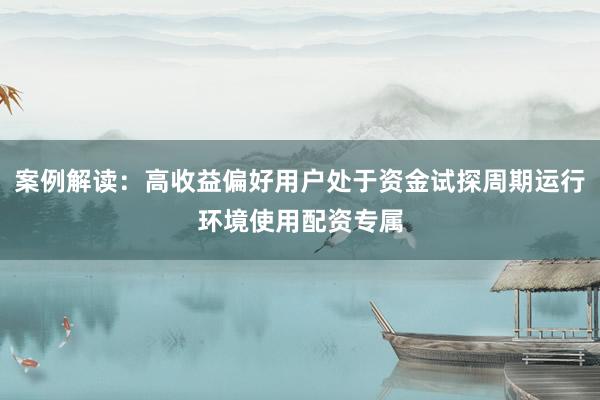 案例解读:高收益偏好用户处于资金试探周期运行环境使用配资专属