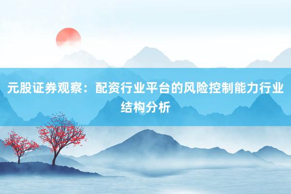元股证券观察:配资行业平台的风险控制能力行业结构分析
