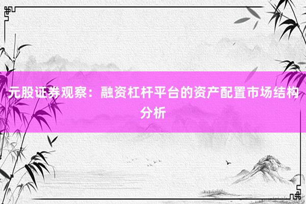 元股证券观察：融资杠杆平台的资产配置市场结构分析