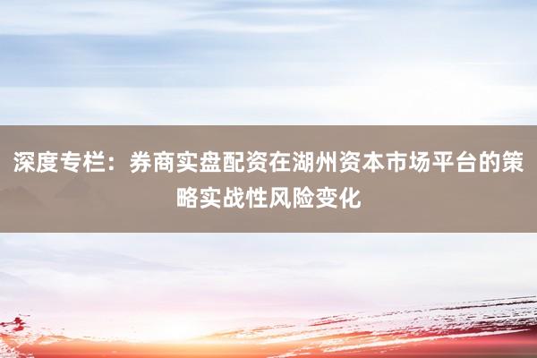 深度专栏：券商实盘配资在湖州资本市场平台的策略实战性风险变化