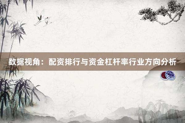 数据视角：配资排行与资金杠杆率行业方向分析