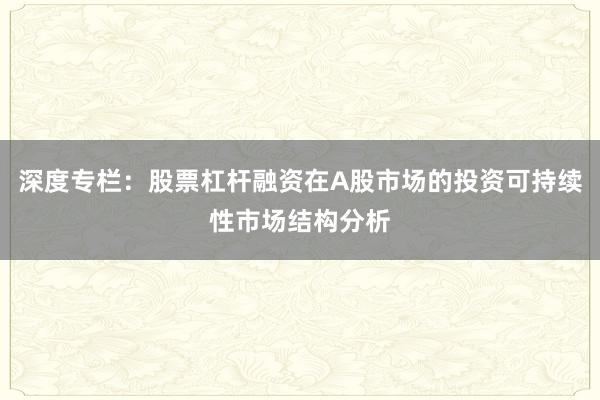 深度专栏：股票杠杆融资在A股市场的投资可持续性市场结构分析