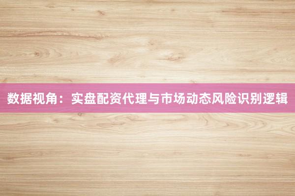 数据视角：实盘配资代理与市场动态风险识别逻辑