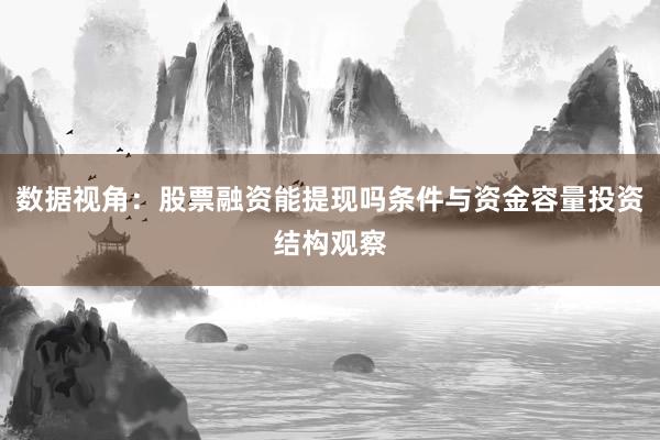 数据视角：股票融资能提现吗条件与资金容量投资结构观察