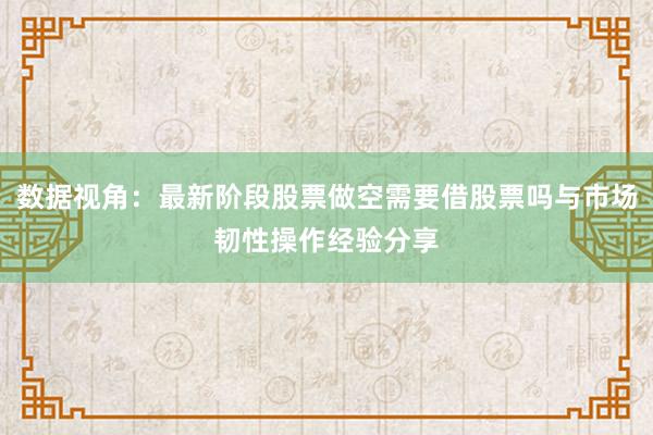 数据视角：最新阶段股票做空需要借股票吗与市场韧性操作经验分享