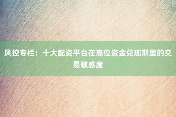 风控专栏：十大配资平台在高位资金兑现期里的交易敏感度