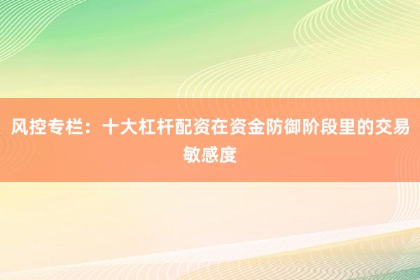 风控专栏：十大杠杆配资在资金防御阶段里的交易敏感度