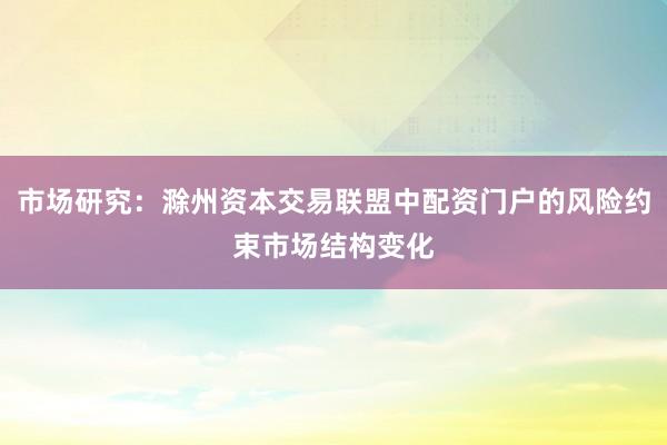 市场研究：滁州资本交易联盟中配资门户的风险约束市场结构变化