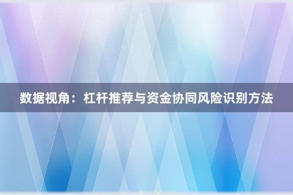 数据视角：杠杆推荐与资金协同风险识别方法