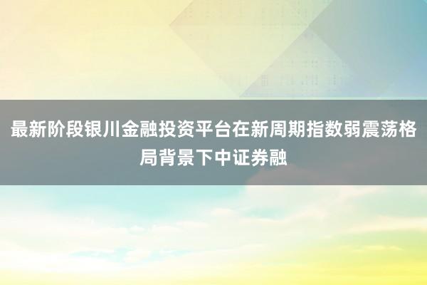最新阶段银川金融投资平台在新周期指数弱震荡格局背景下中证券融