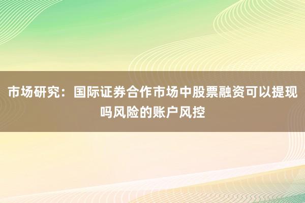 市场研究：国际证券合作市场中股票融资可以提现吗风险的账户风控